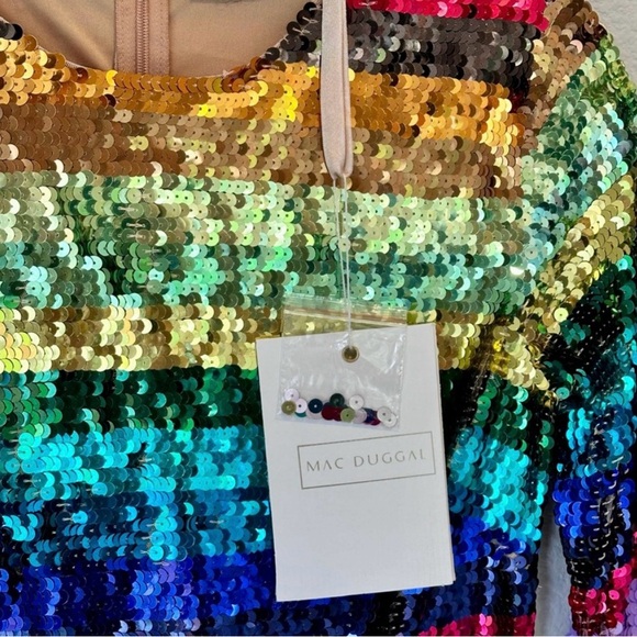 NWT Mac Duggal 93724 Multicolor Sequin Striped Dress size 2 - Picture 5 of 7